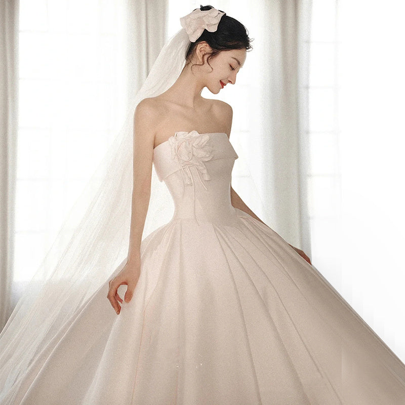 Wedding Dress | Strapless Dress With A Big Train