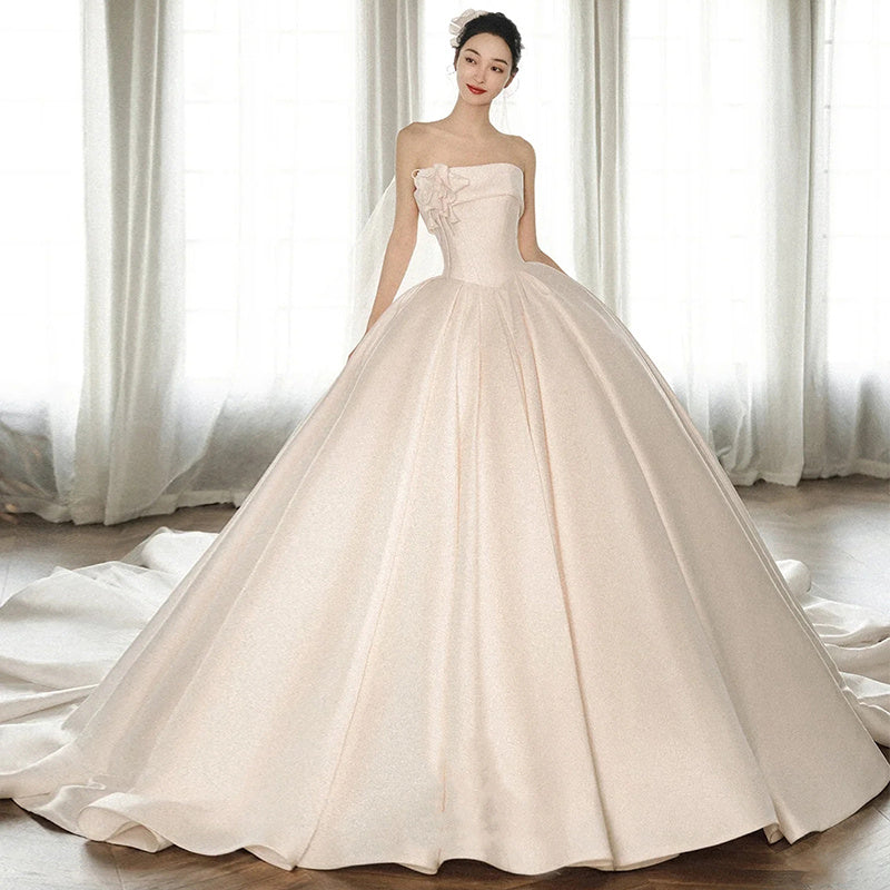 Wedding Dress | Strapless Dress With A Big Train