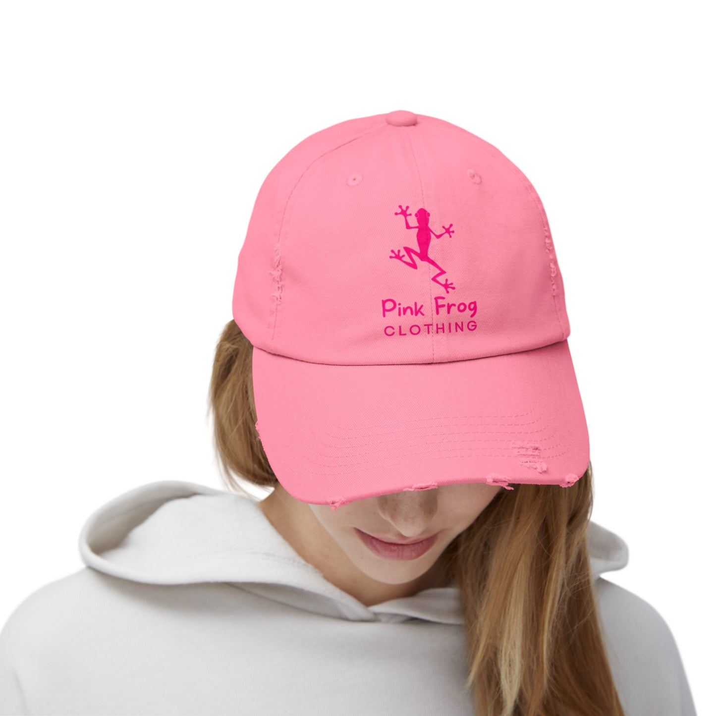 Pink Frog Unisex Distressed Cap - Leap Of Faith