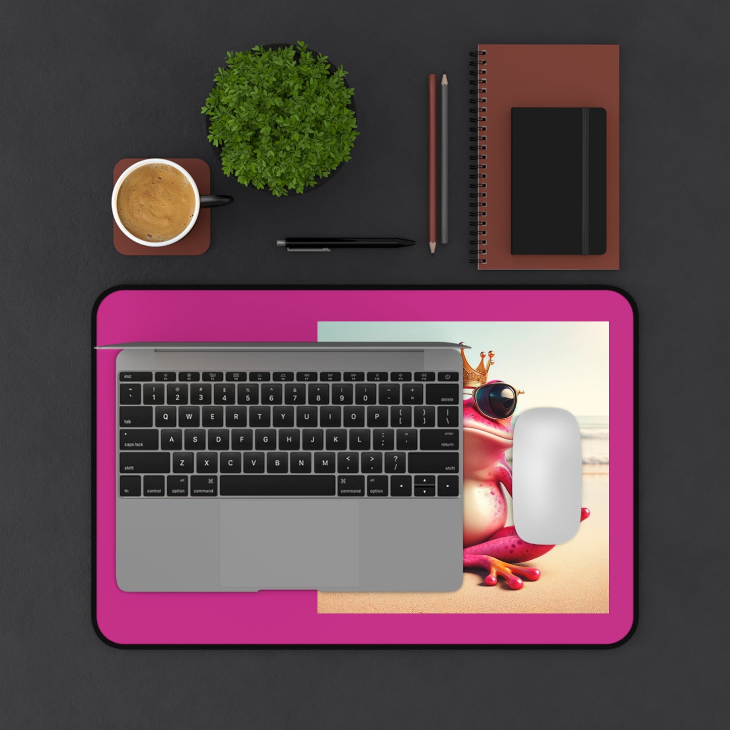 Pink Frog Desk Mat For Computer | Mouse Tracking Pad