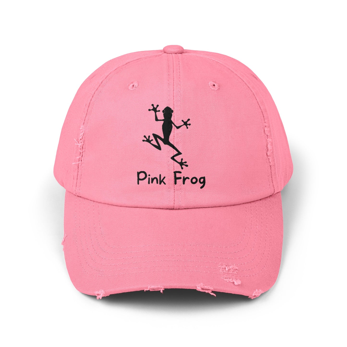 Pink Frog Unisex Distressed Cap - Jump