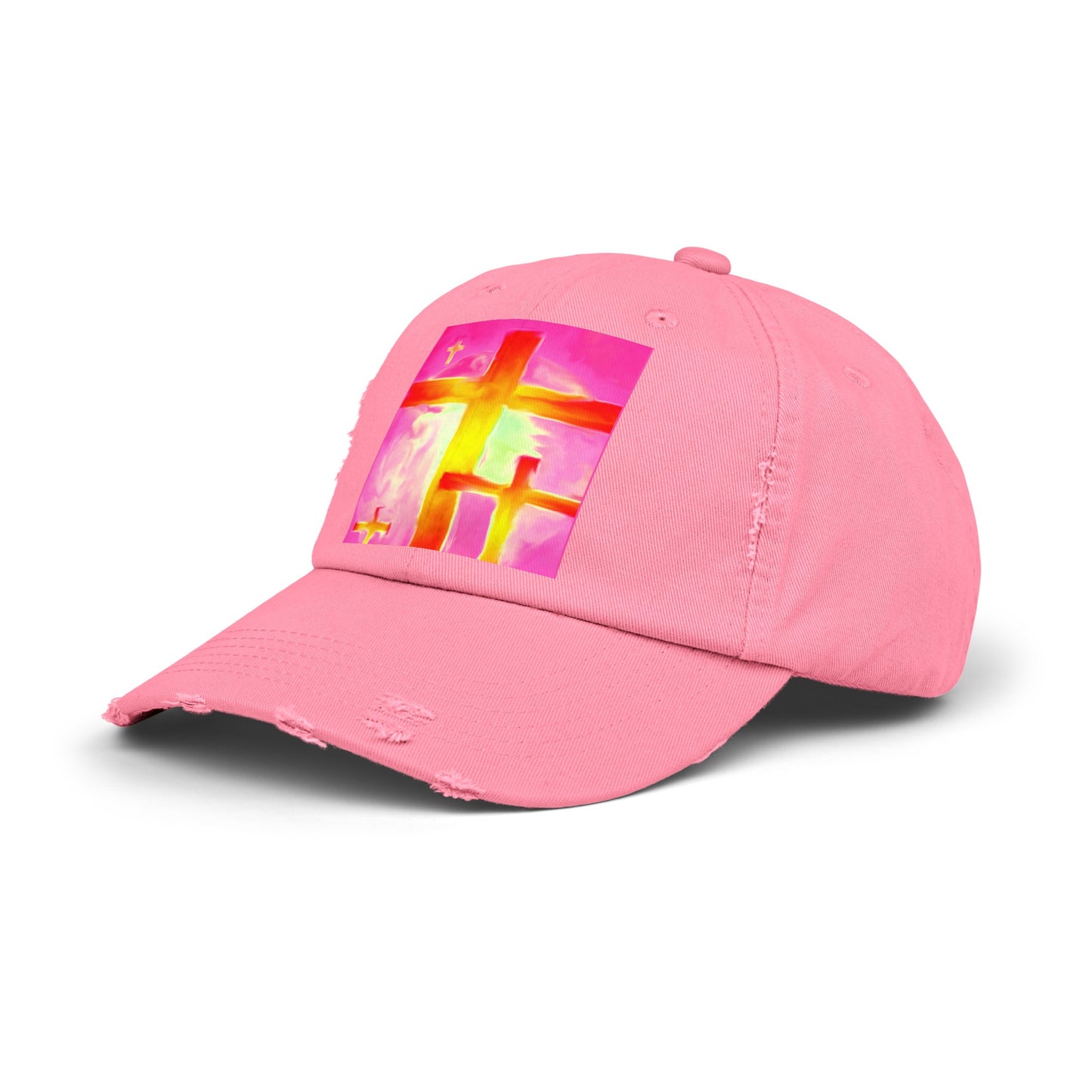 Pink Cross Unisex Distressed Cap - Strong