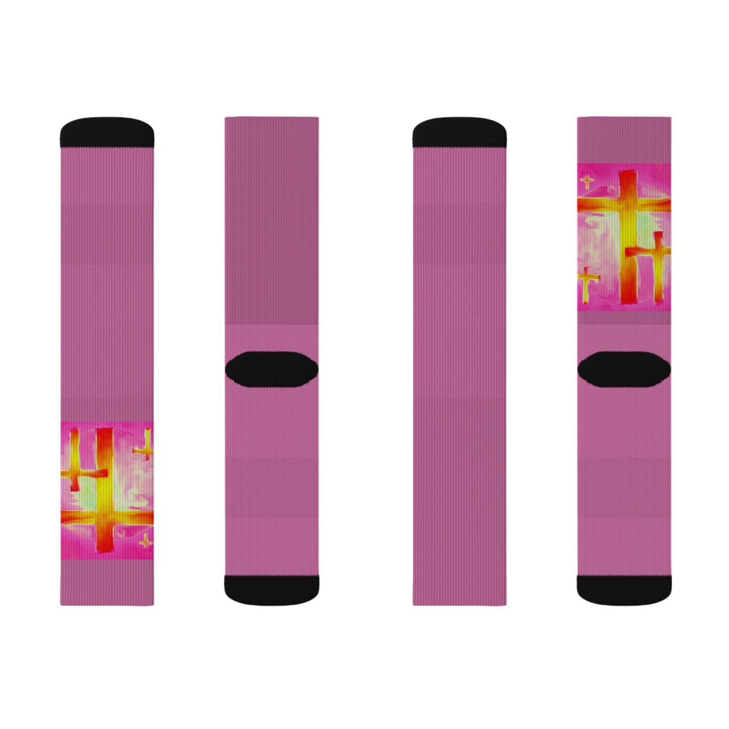 Pink Cross Art Socks - Stepping Out In Style