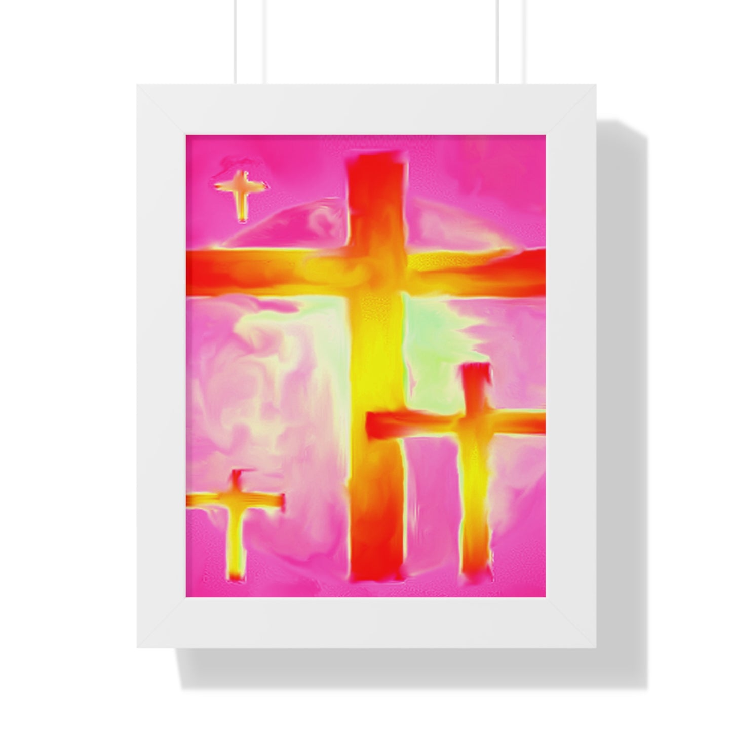 Pink Cross Art Design - Framed Vertical Poster - Inspirational Beauty