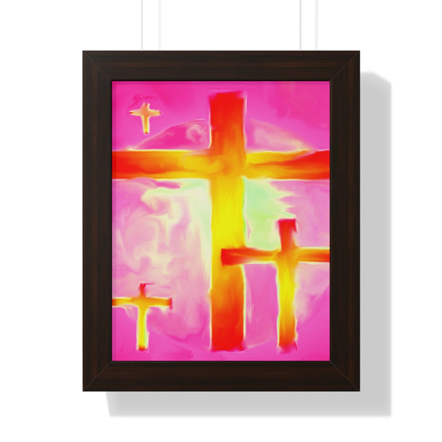 Pink Cross Art Design - Framed Vertical Poster - Inspirational Beauty