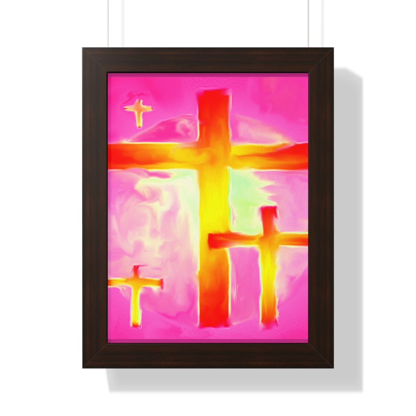 Pink Cross Art Design - Framed Vertical Poster - Inspirational Beauty