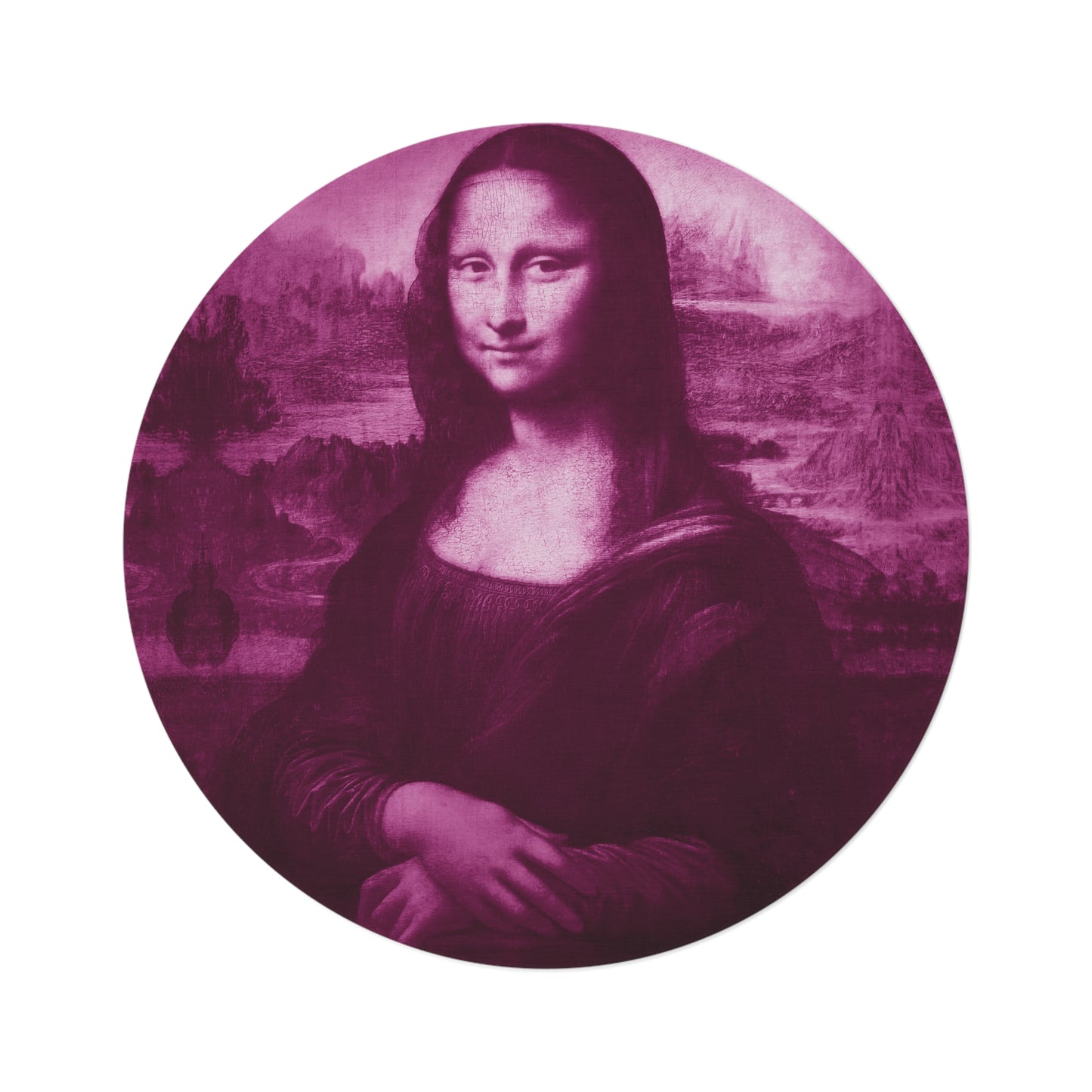 Pink Mona Lisa Round Rug - A Masterpiece