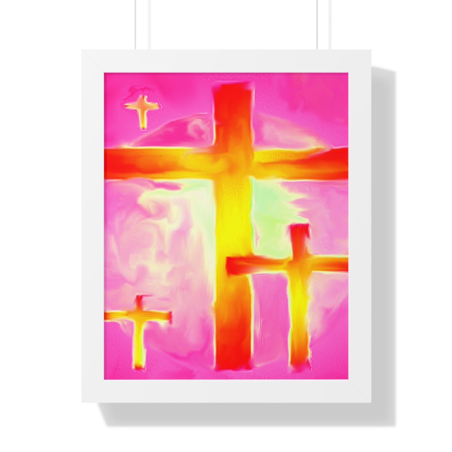 Pink Cross Art Design - Framed Vertical Poster - Inspirational Beauty