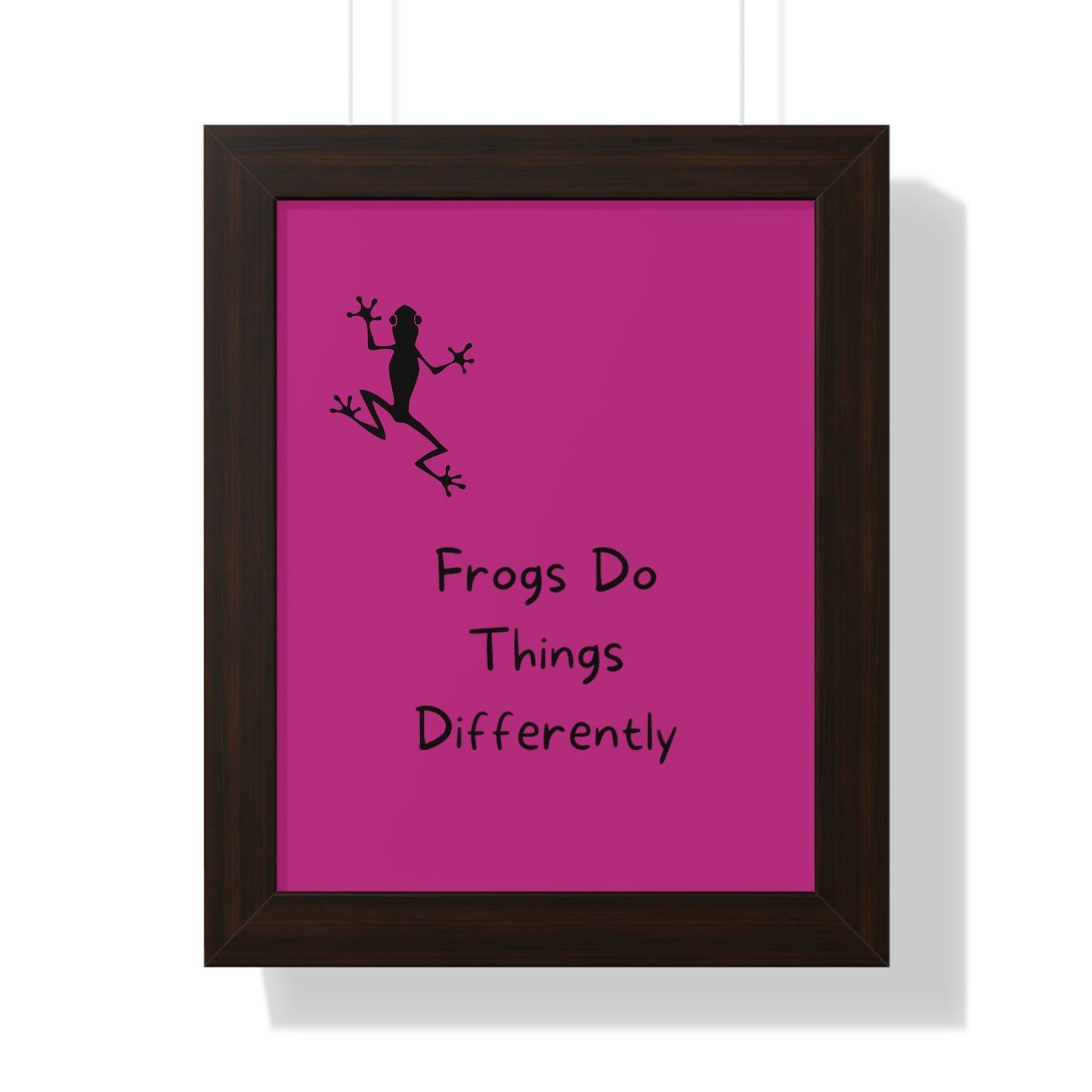 Pink Frog - Framed Vertical Poster - Climb The Walls - Gift