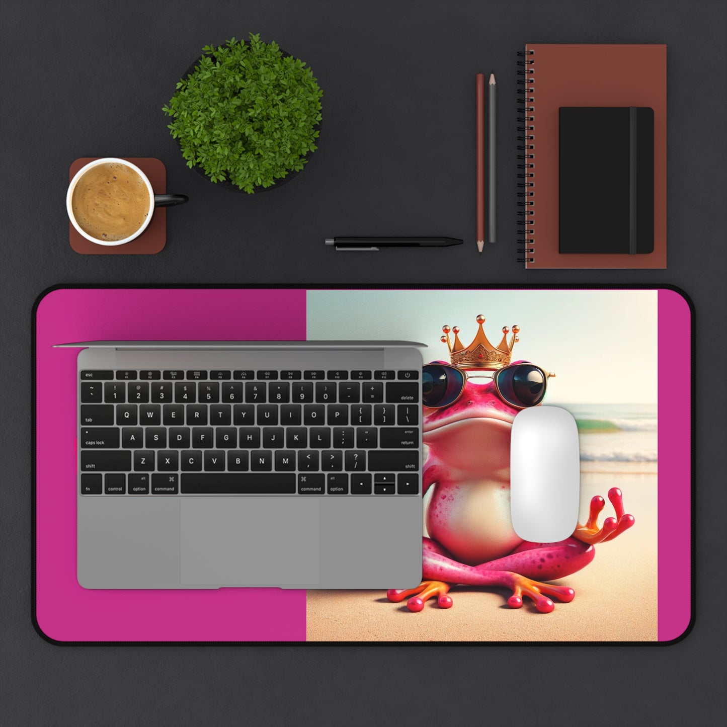 Pink Frog Desk Mat For Computer | Mouse Tracking Pad