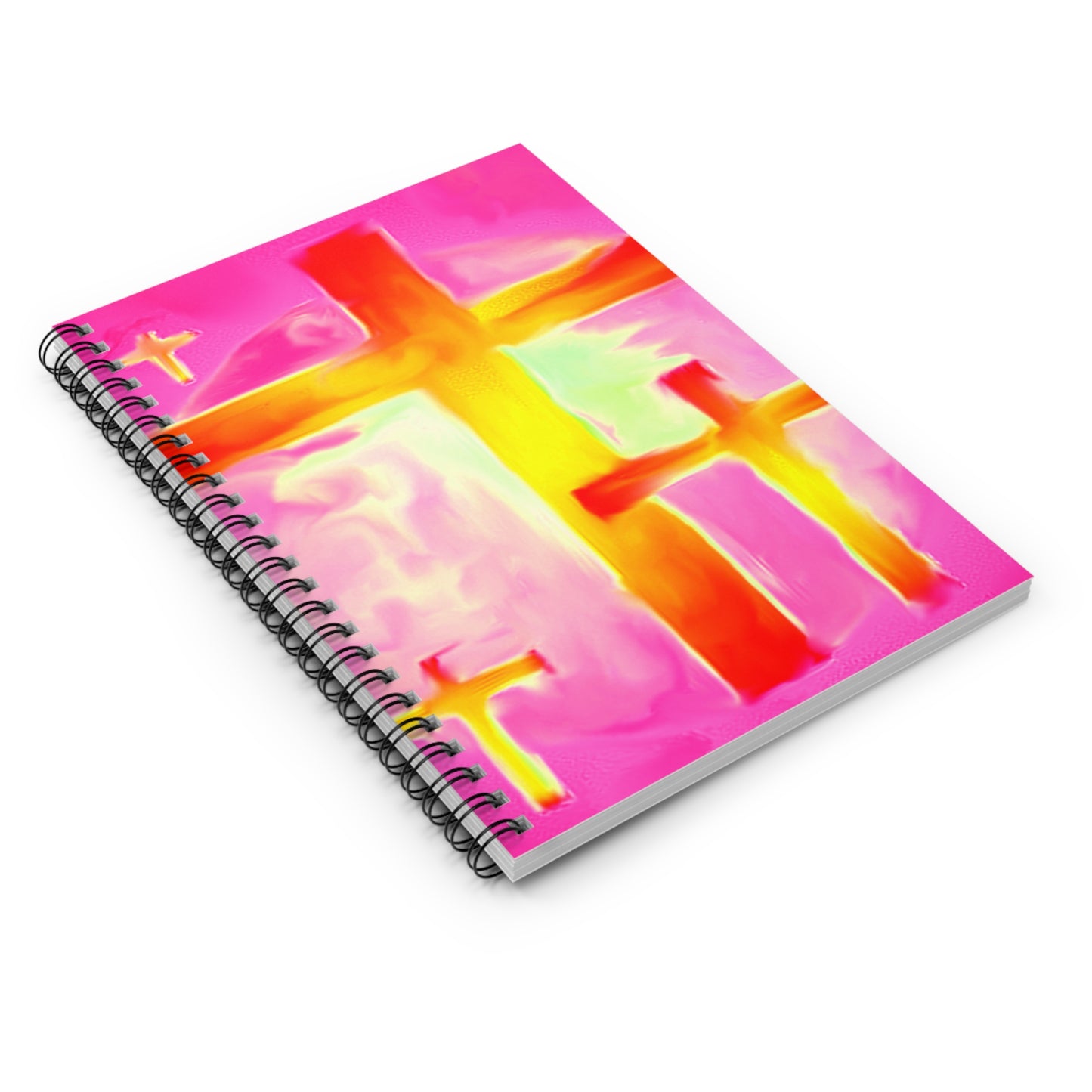 Pink Cross Art Spiral Notebook - Ruled Lines