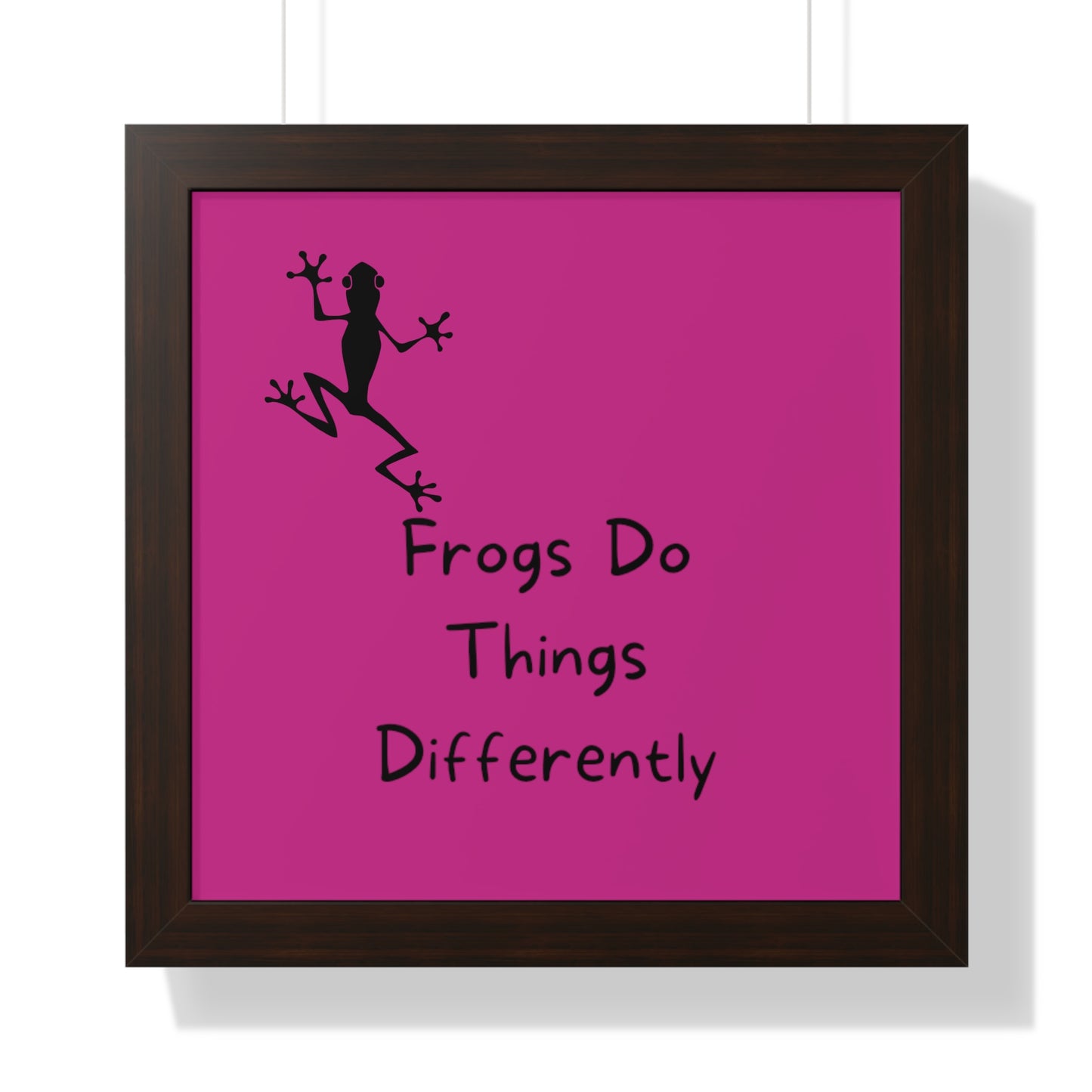 Pink Frog - Framed Vertical Poster - Climb The Walls - Gift