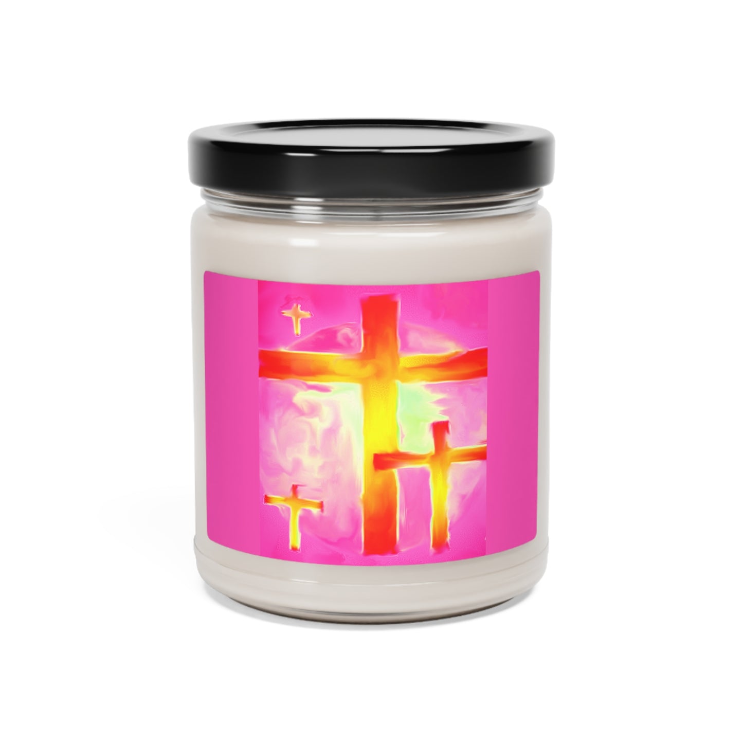 Pink Cross Art Scented Soy Candle, 9oz