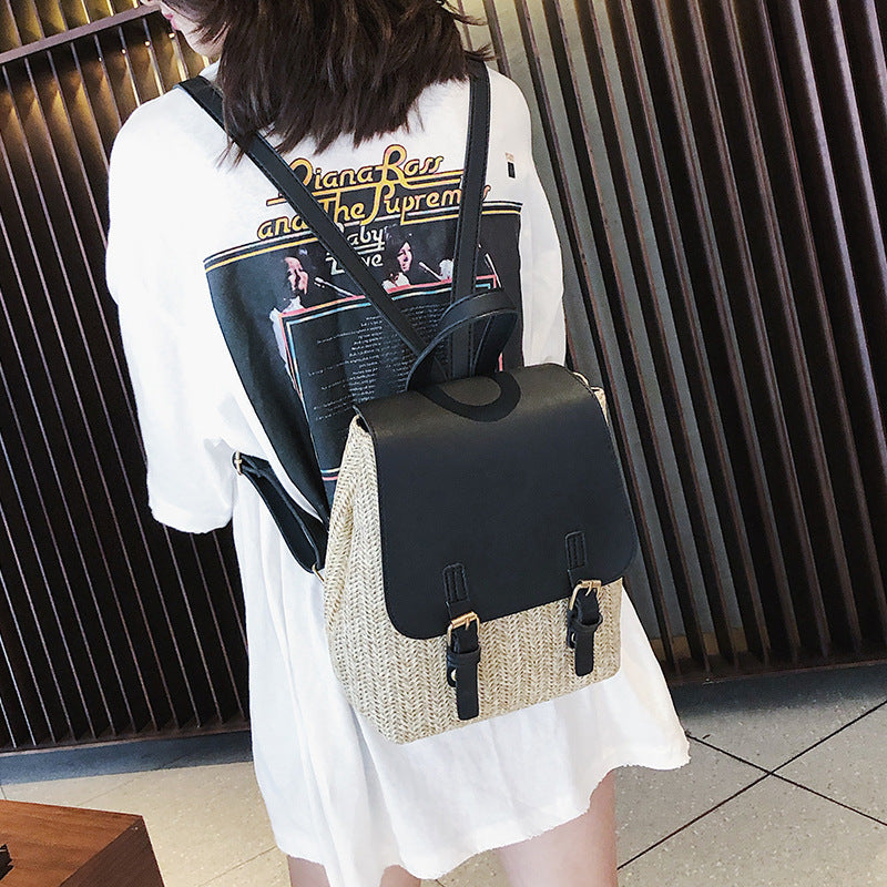 Straw Backpack | Female Travel Bag