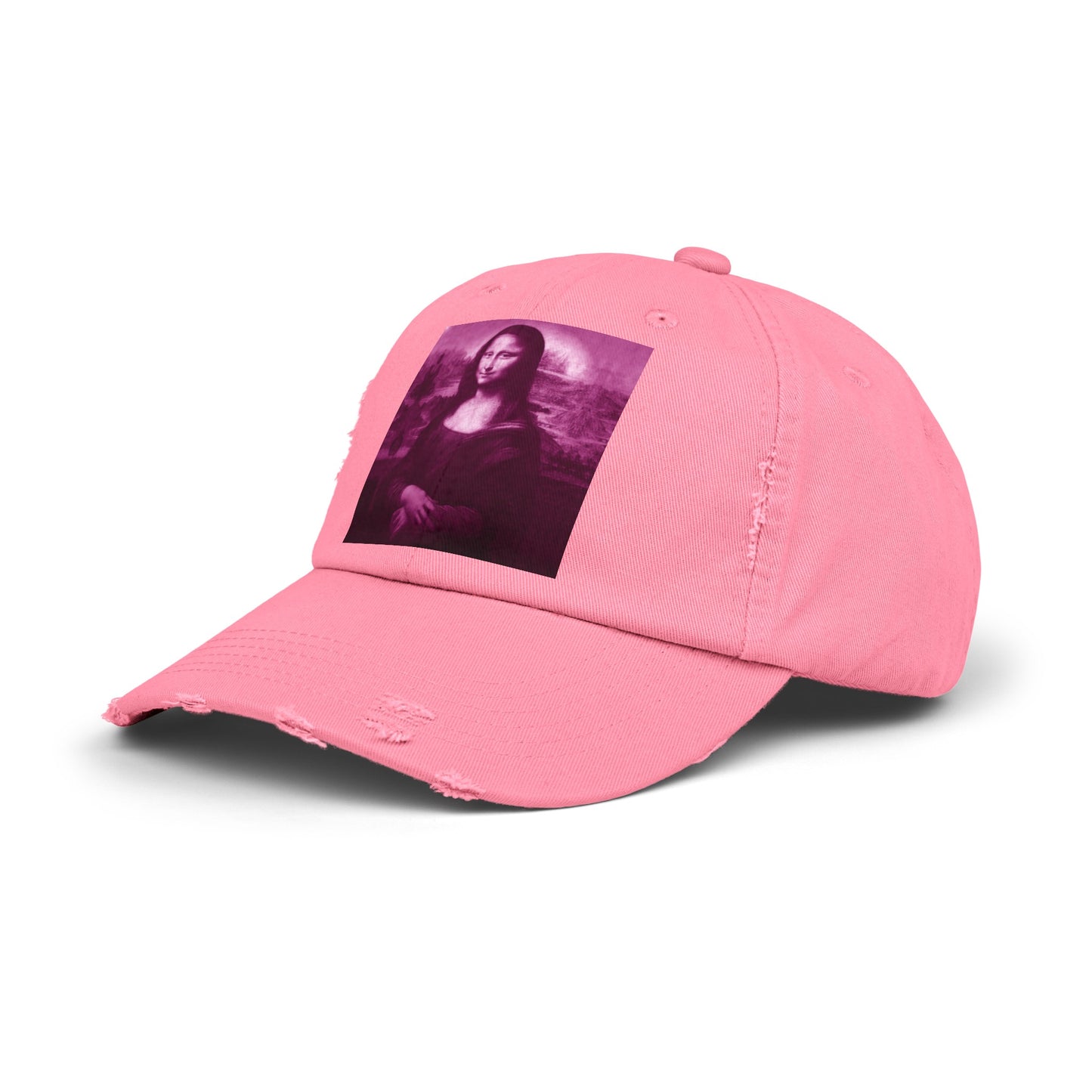 Pink Mona Lisa Unisex Distressed Cap - Classic