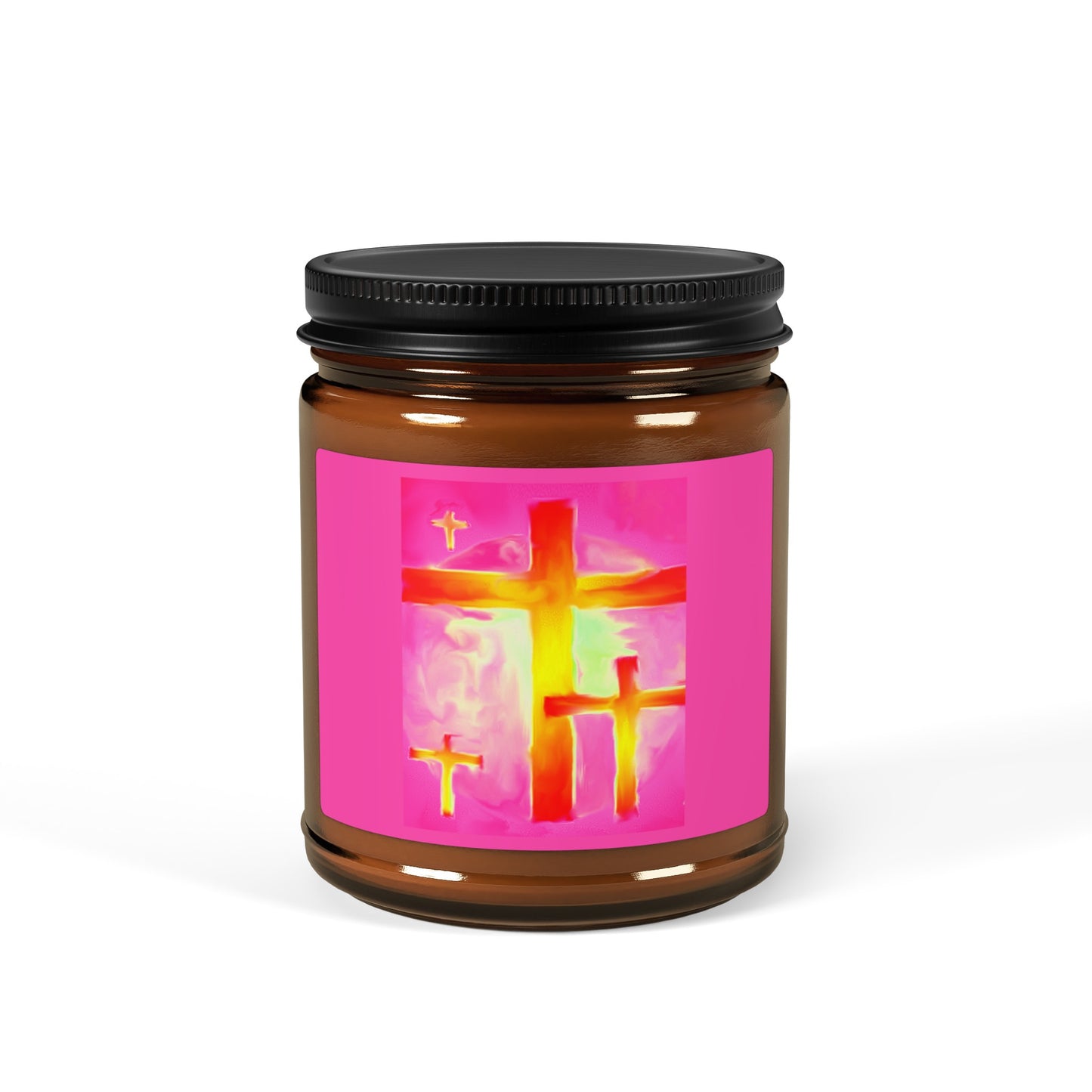 Scented Soy Candle | Multi-Size, Amber Jar - Pink Frog