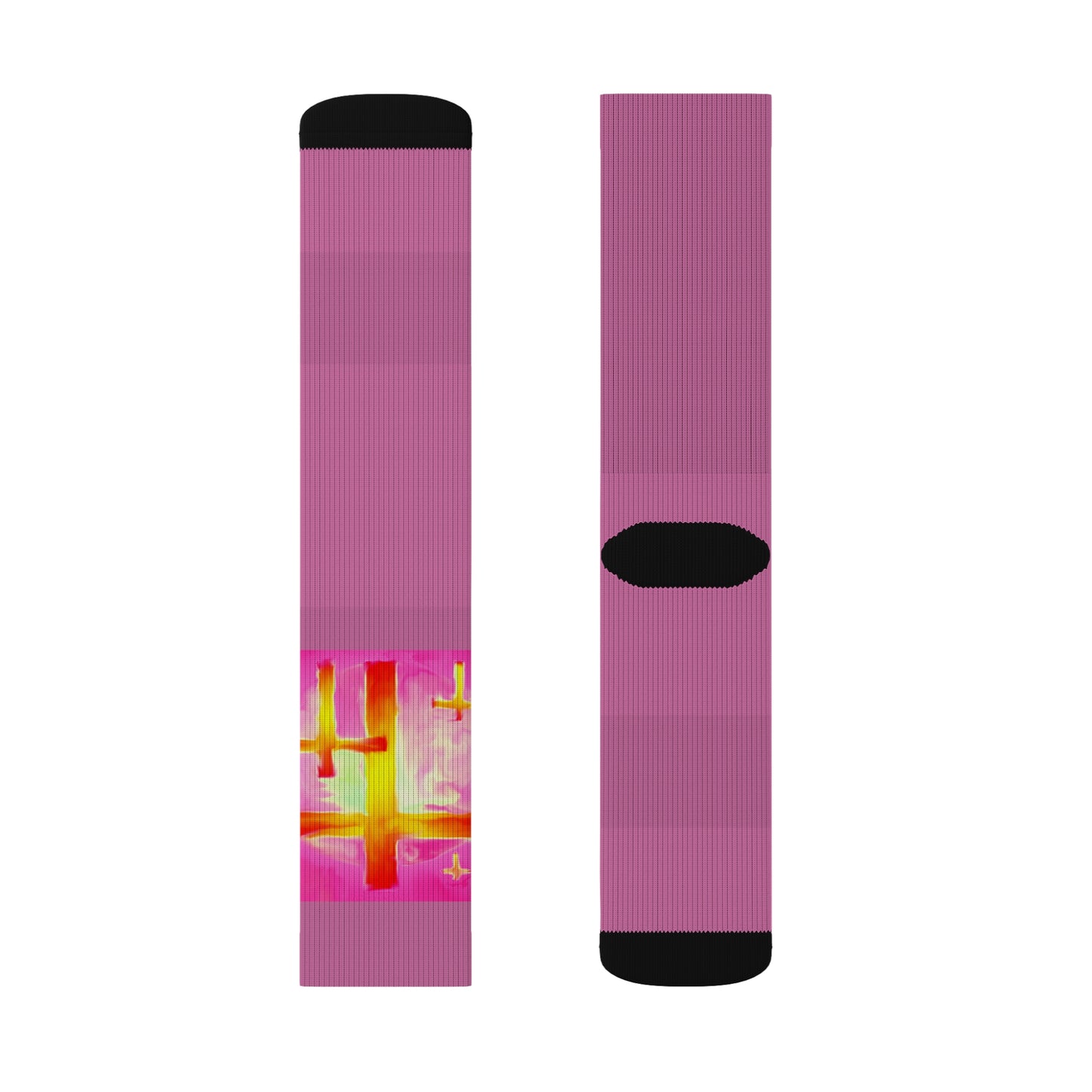 Pink Cross Art Socks - Stepping Out In Style