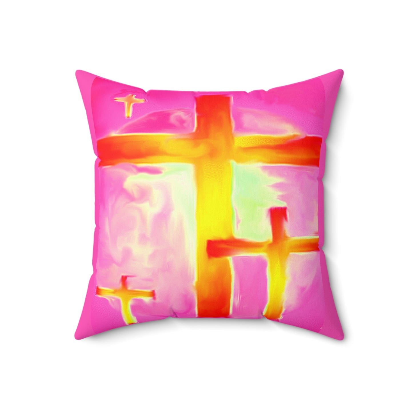 Pink Frog | Spun Polyester Square Pillow - Cross Art