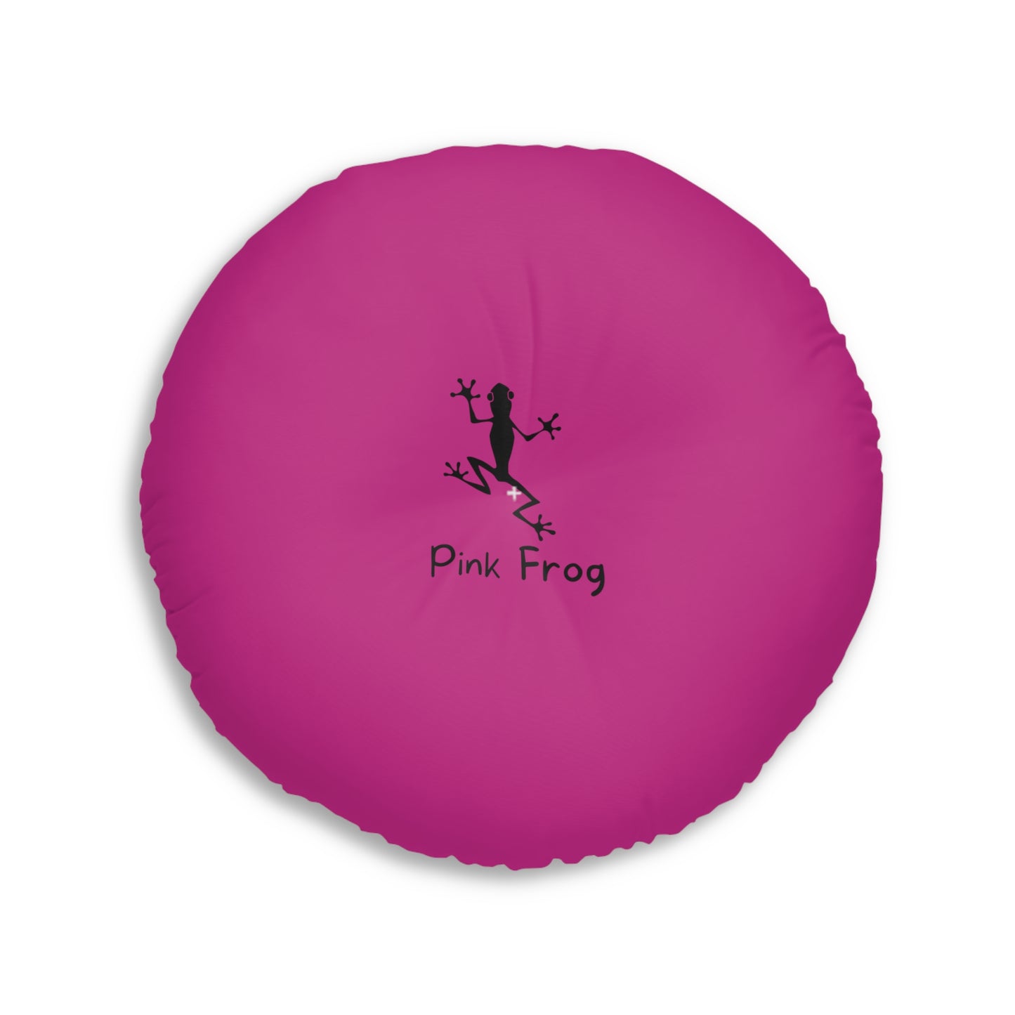 Tufted Floor Pillow | Round Floor Cushion - Pink Frog