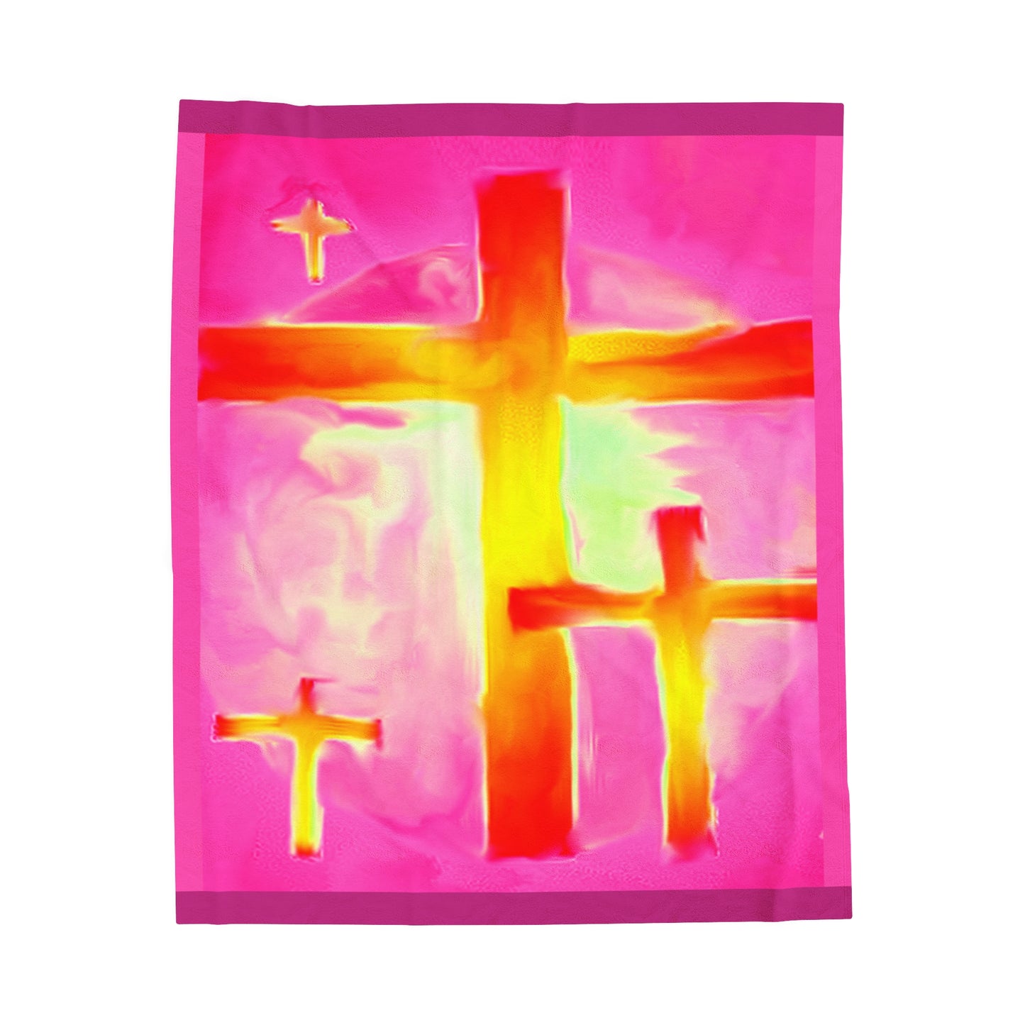 Luxurious Pink Velveteen Plush Blanket: Comfort  With Cross Art