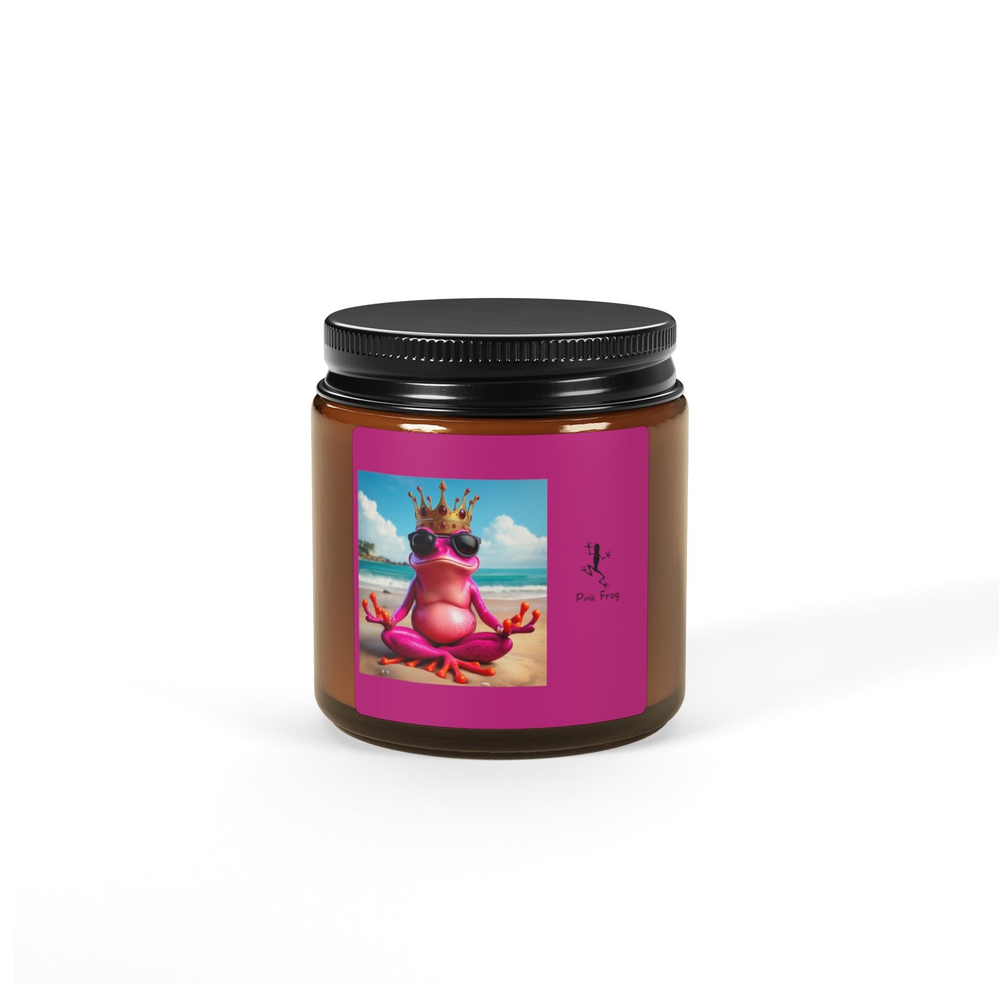 Scented Soy Candle | Multi-Size, Amber Jar - Pink Frog