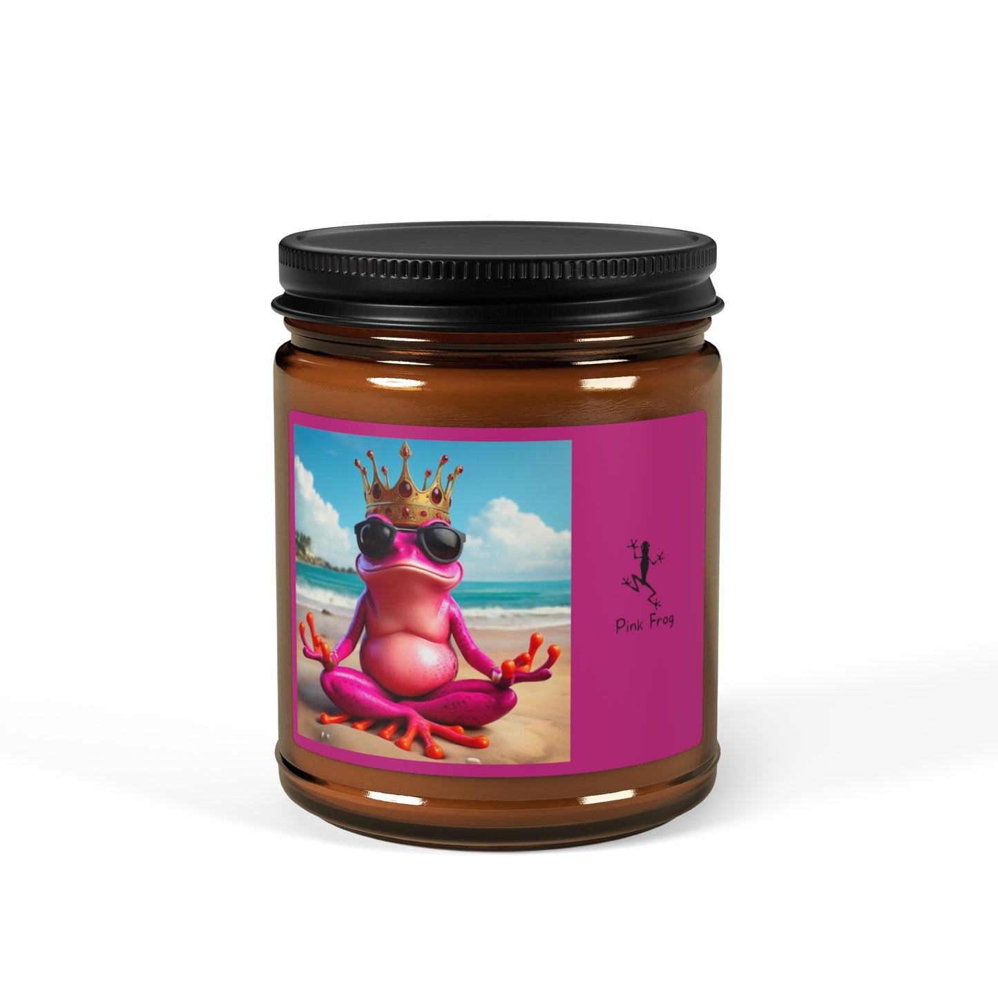 Scented Soy Candle | Multi-Size, Amber Jar - Pink Frog