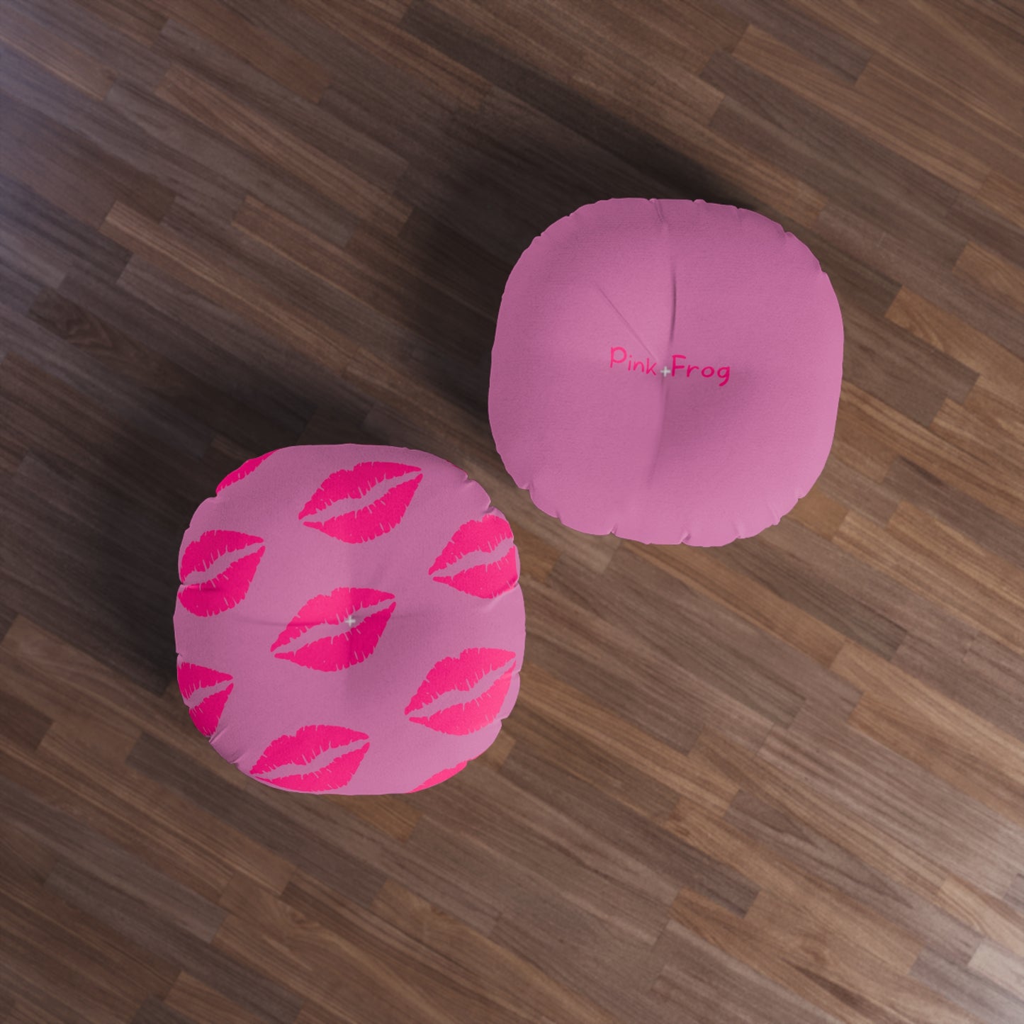 Tufted Floor Pillow | Round Floor Cushion - Pink Frog