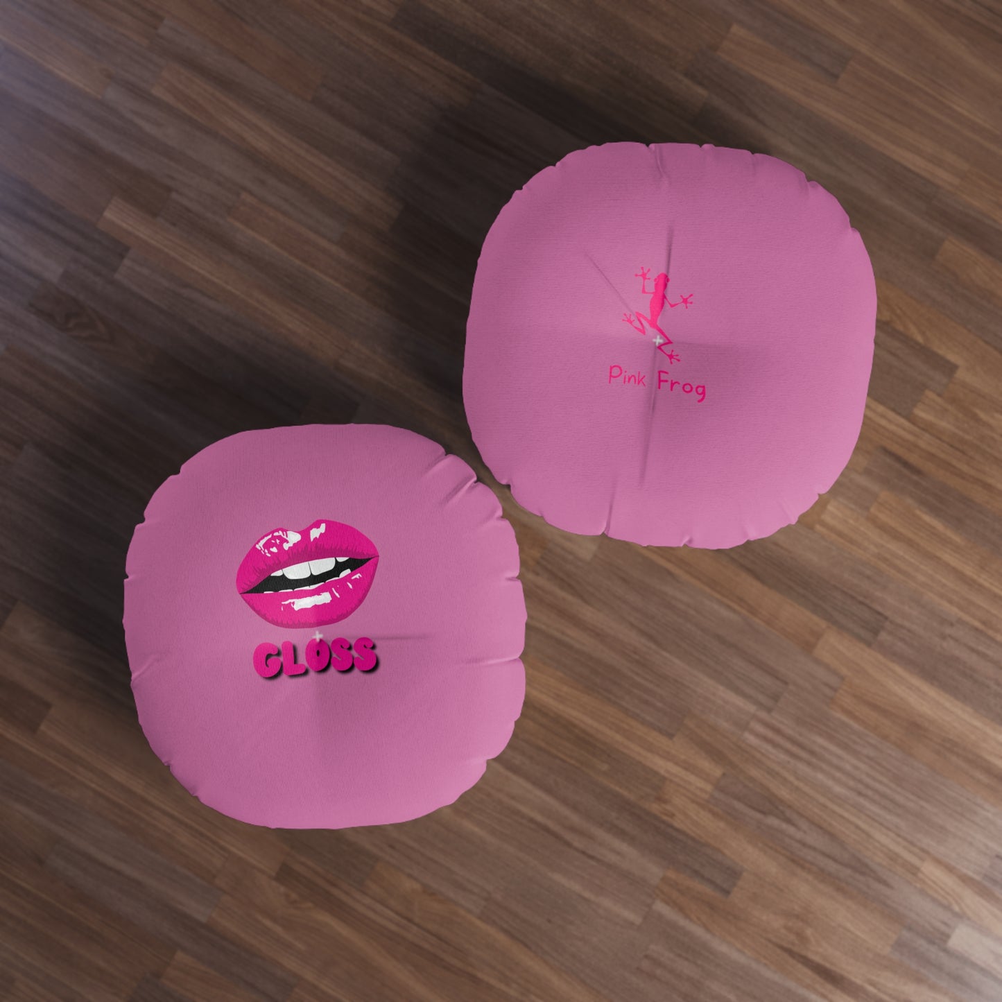 Tufted Floor Pillow | Round Floor Cushion - Pink Frog