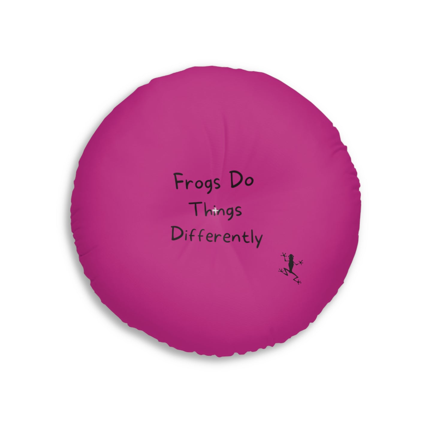 Tufted Floor Pillow | Round Floor Cushion - Pink Frog