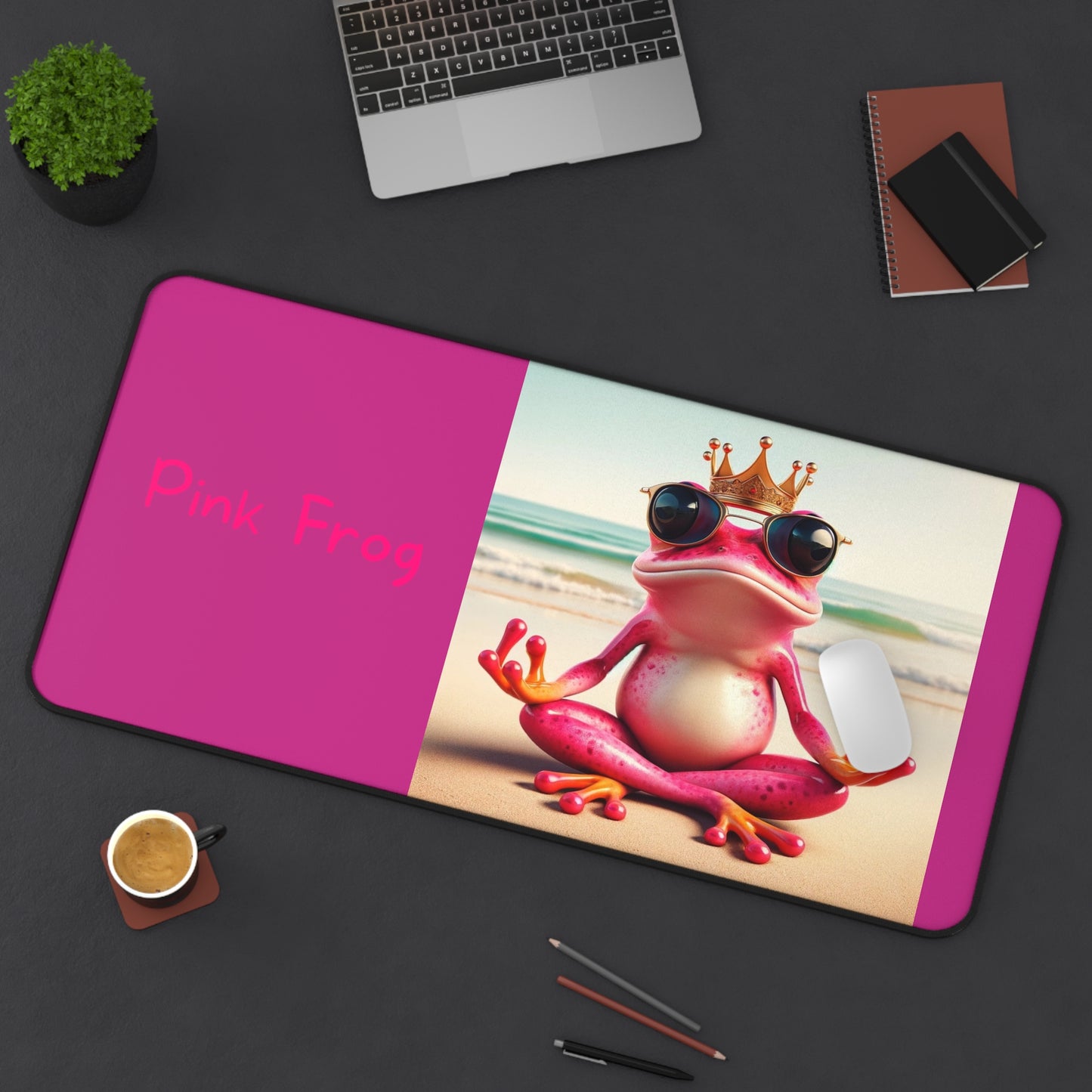 Pink Frog Desk Mat For Computer | Mouse Tracking Pad