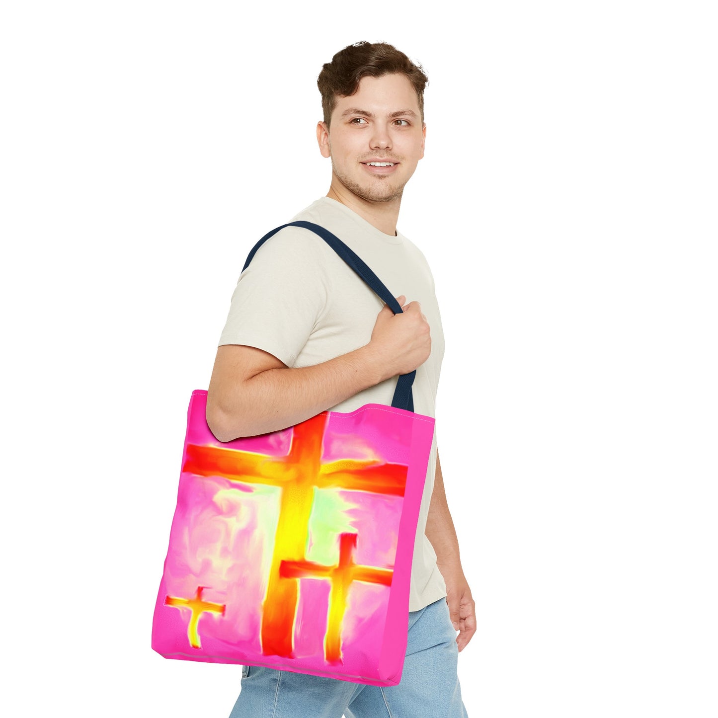 Pink Cross Art Tote Bag - Shopping Bags