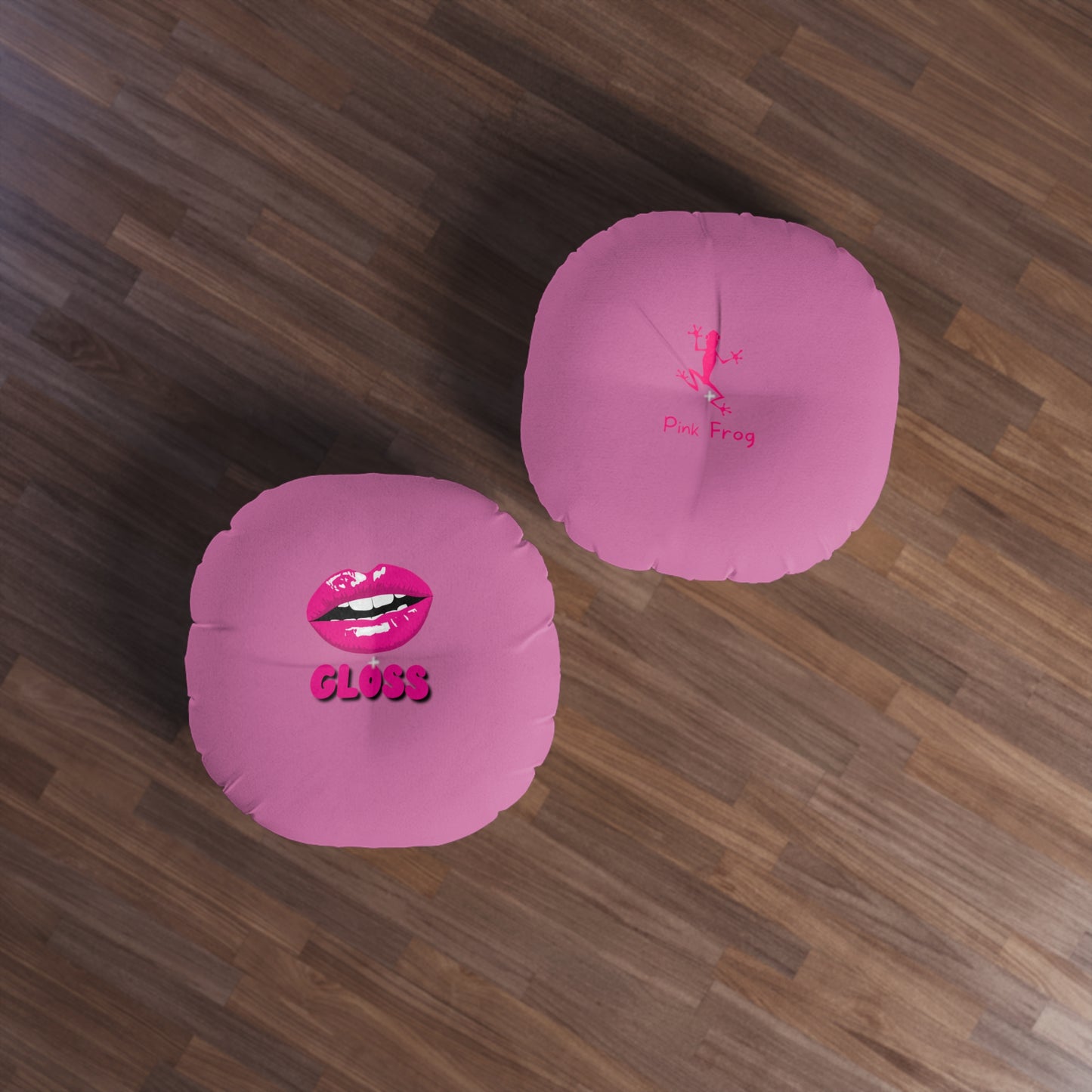 Tufted Floor Pillow | Round Floor Cushion - Pink Frog