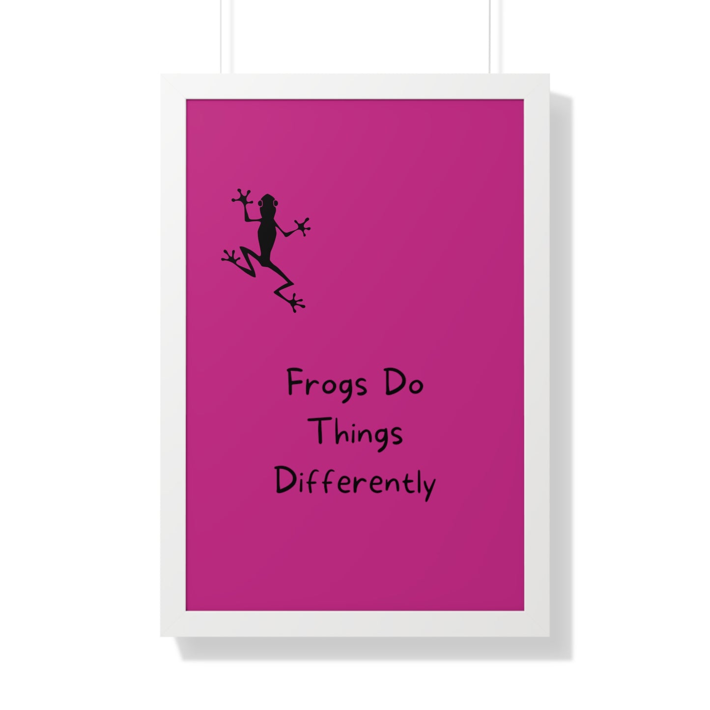 Pink Frog - Framed Vertical Poster - Climb The Walls - Gift