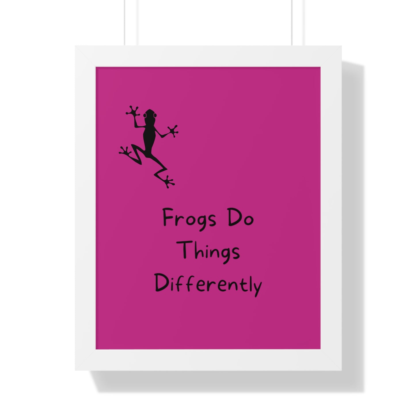 Pink Frog - Framed Vertical Poster - Climb The Walls - Gift