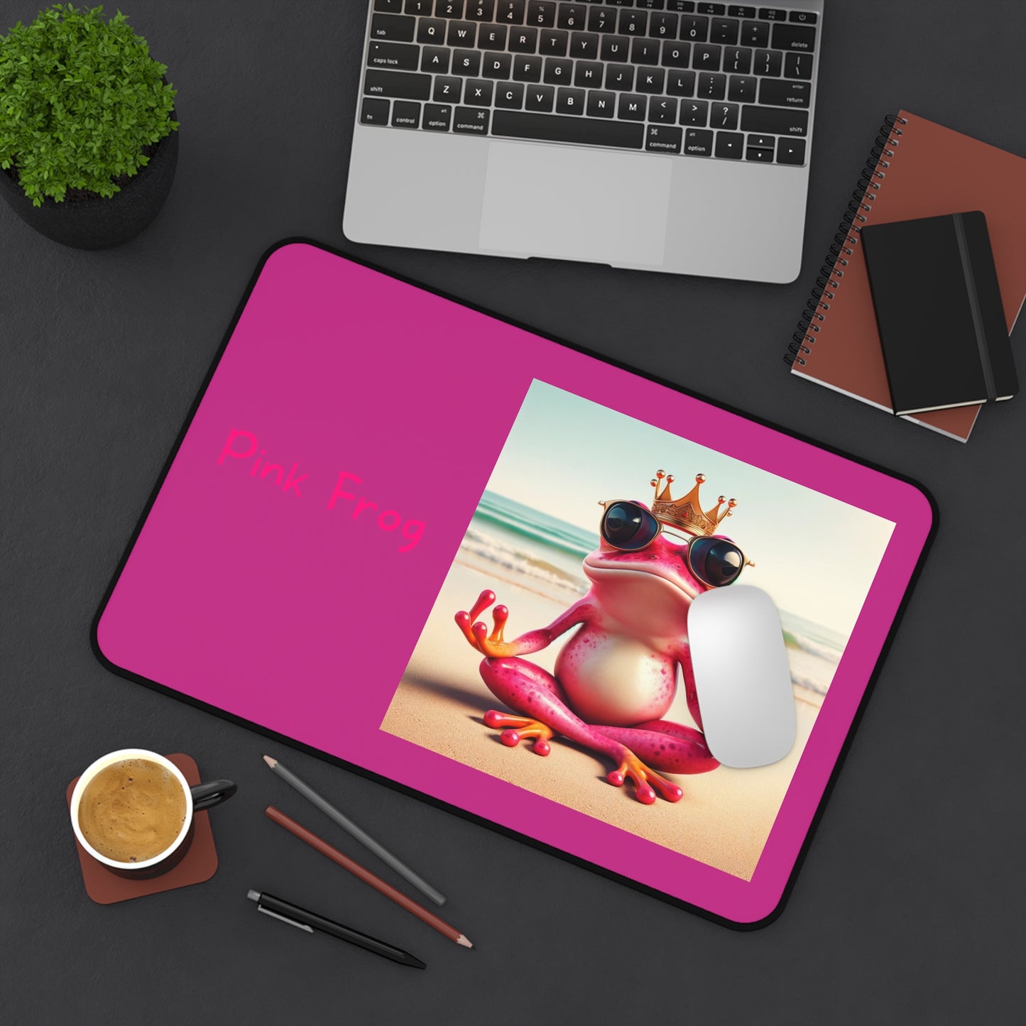 Pink Frog Desk Mat For Computer | Mouse Tracking Pad