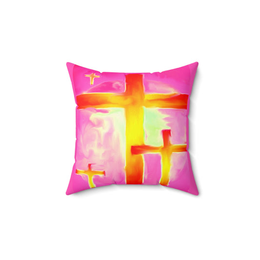 Pink Frog | Spun Polyester Square Pillow - Cross Art