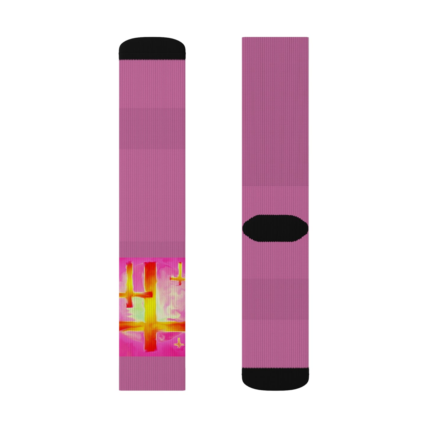 Pink Cross Art Socks - Stepping Out In Style