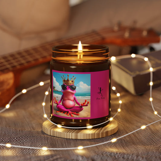 Scented Soy Candle | Multi-Size, Amber Jar - Pink Frog