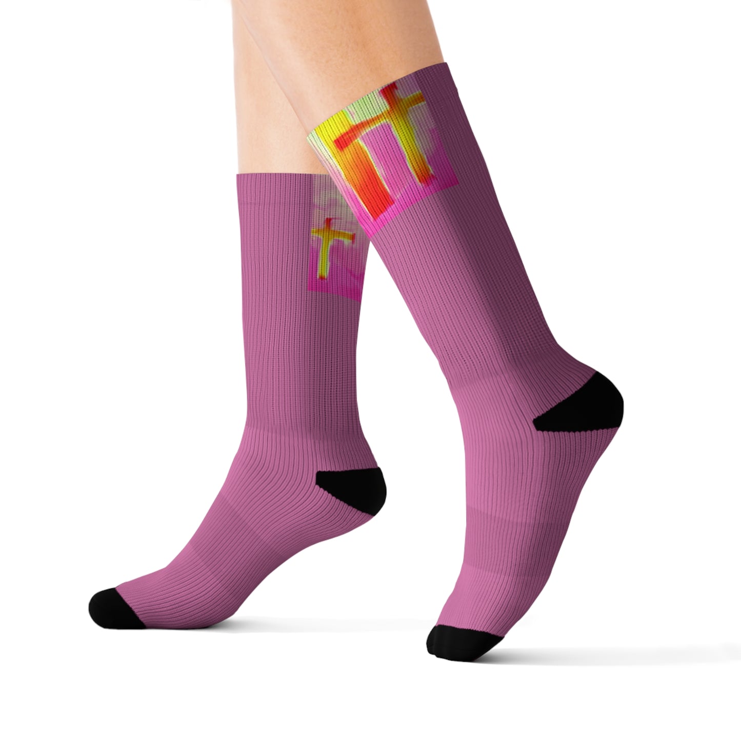 Pink Cross Art Socks - Stepping Out In Style