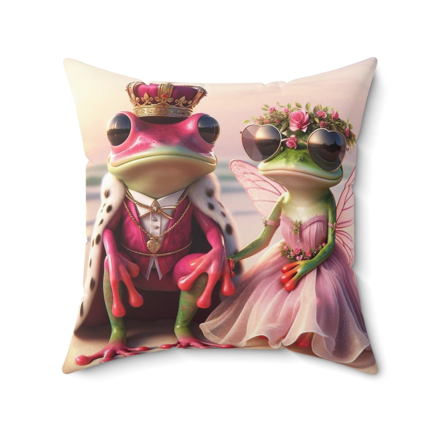 Pink Frog | Spun Polyester Square Pillow - Princess