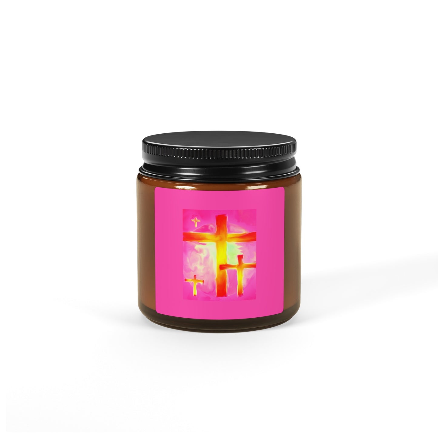 Scented Soy Candle | Multi-Size, Amber Jar - Pink Frog