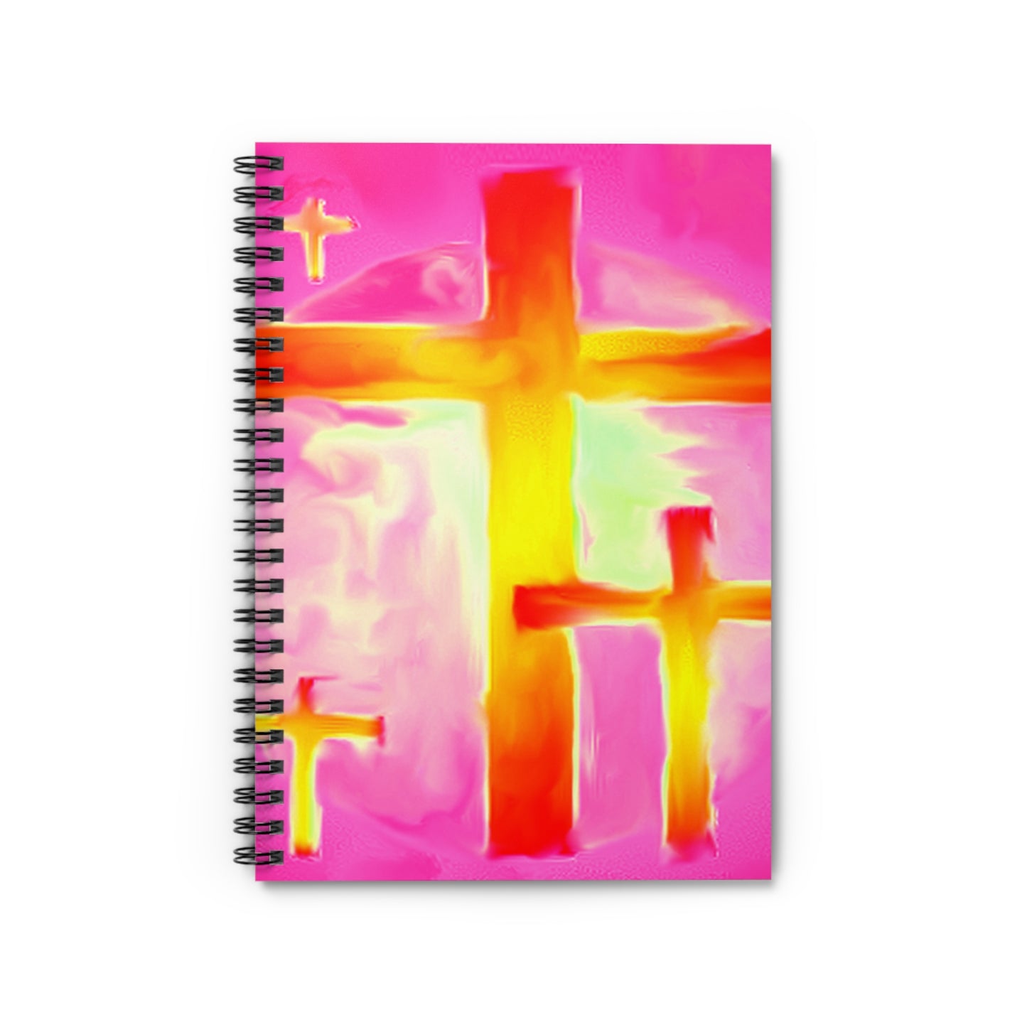 Pink Cross Art Spiral Notebook - Ruled Lines