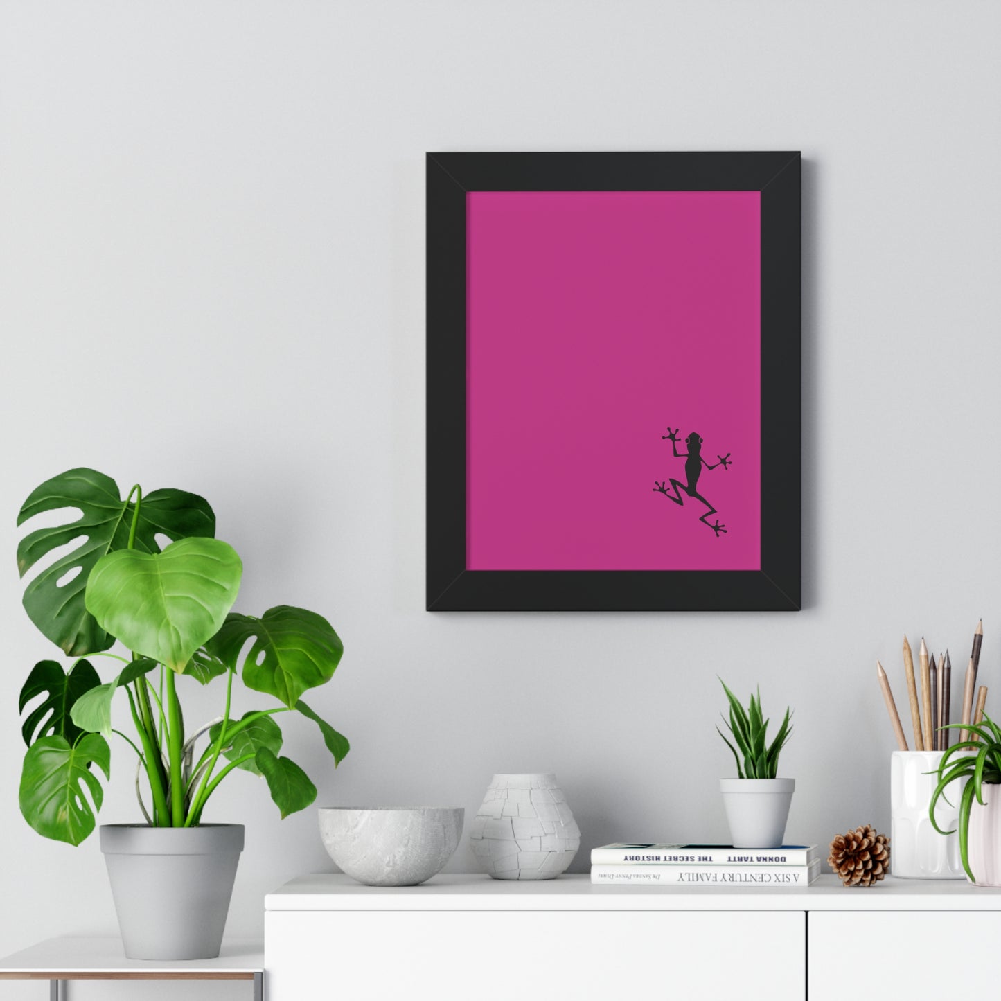 Pink Frog Framed Vertical Poster: Climb The Ladder Of Success