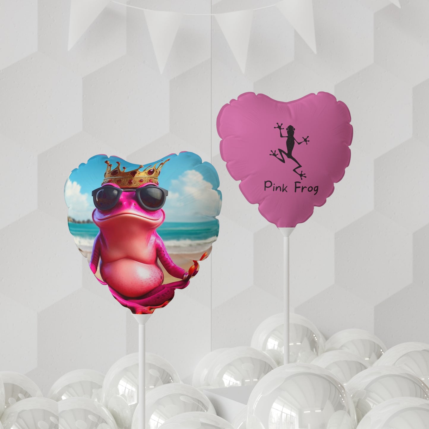 Balloon | Round and Heart-shaped - Pink Frog