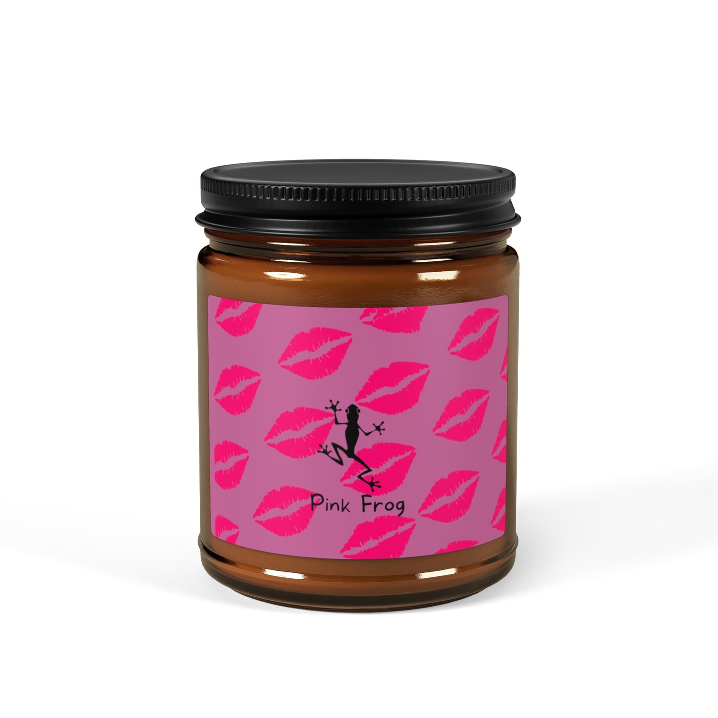 Scented Soy Candle | Multi-Size, Amber Jar - Pink Frog