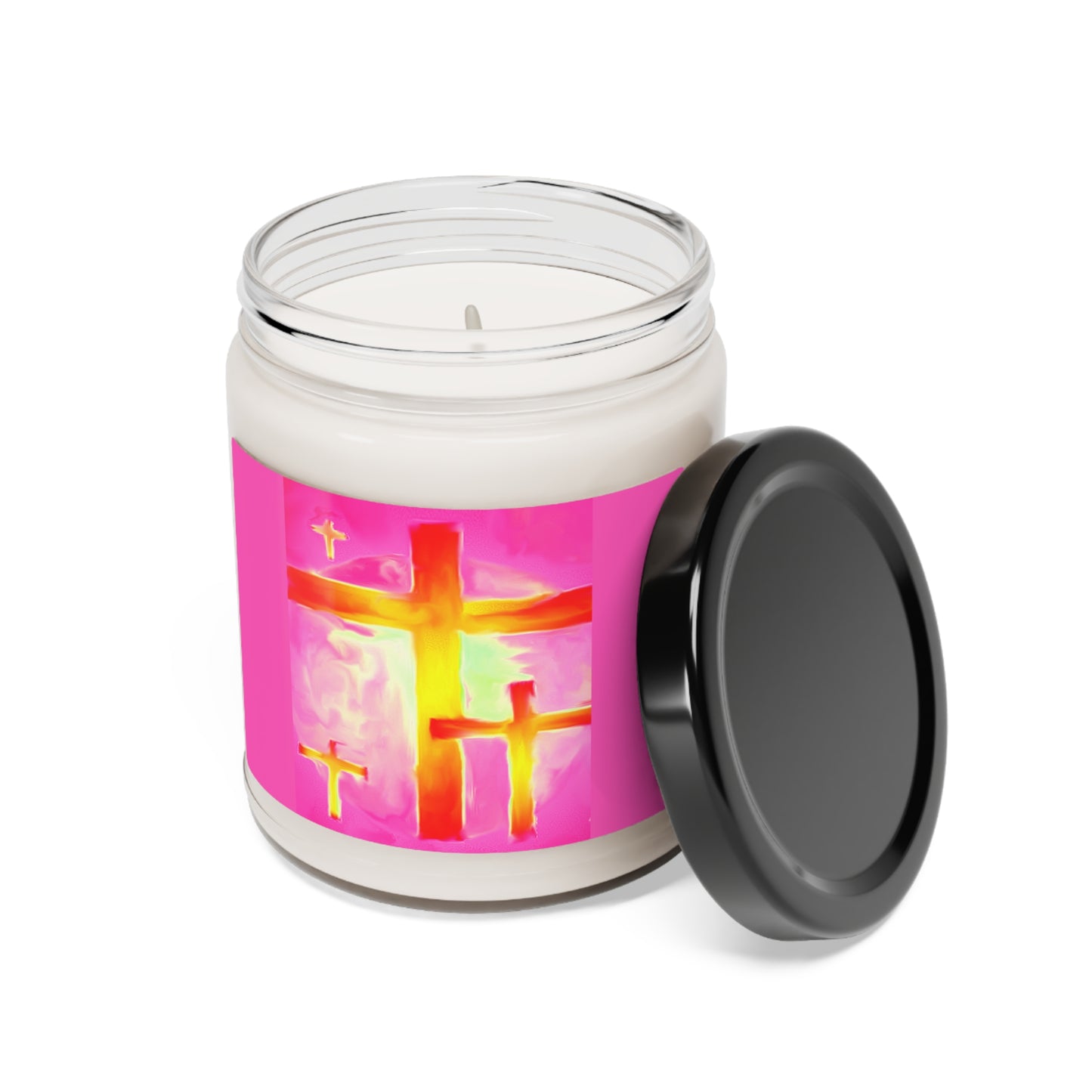 Pink Cross Art Scented Soy Candle, 9oz