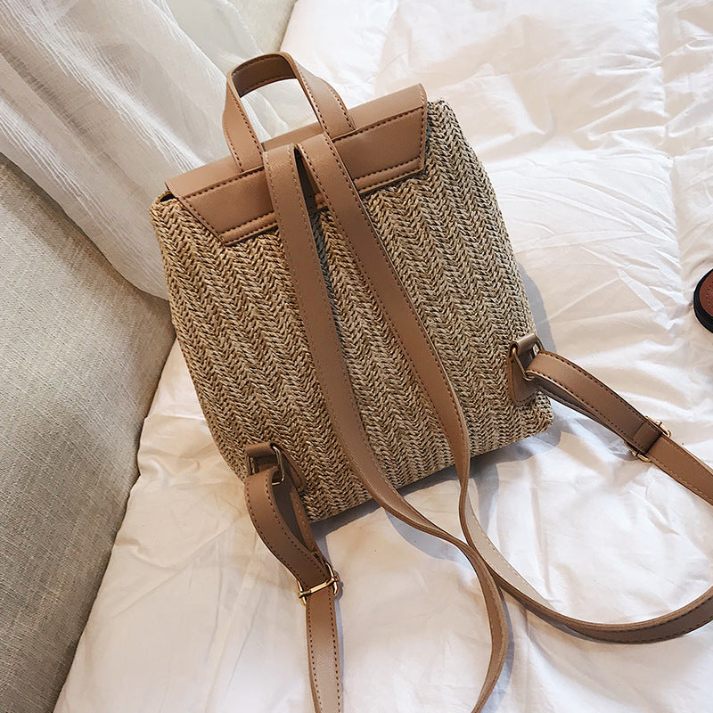 Straw Backpack | Female Travel Bag