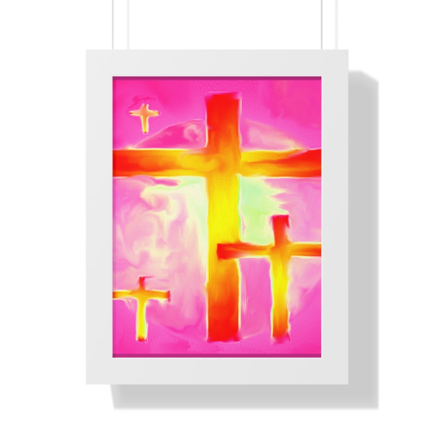 Pink Cross Art Design - Framed Vertical Poster - Inspirational Beauty