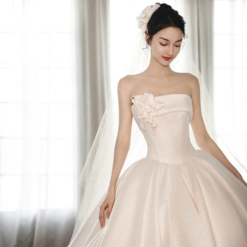 Wedding Dress | Strapless Dress With A Big Train