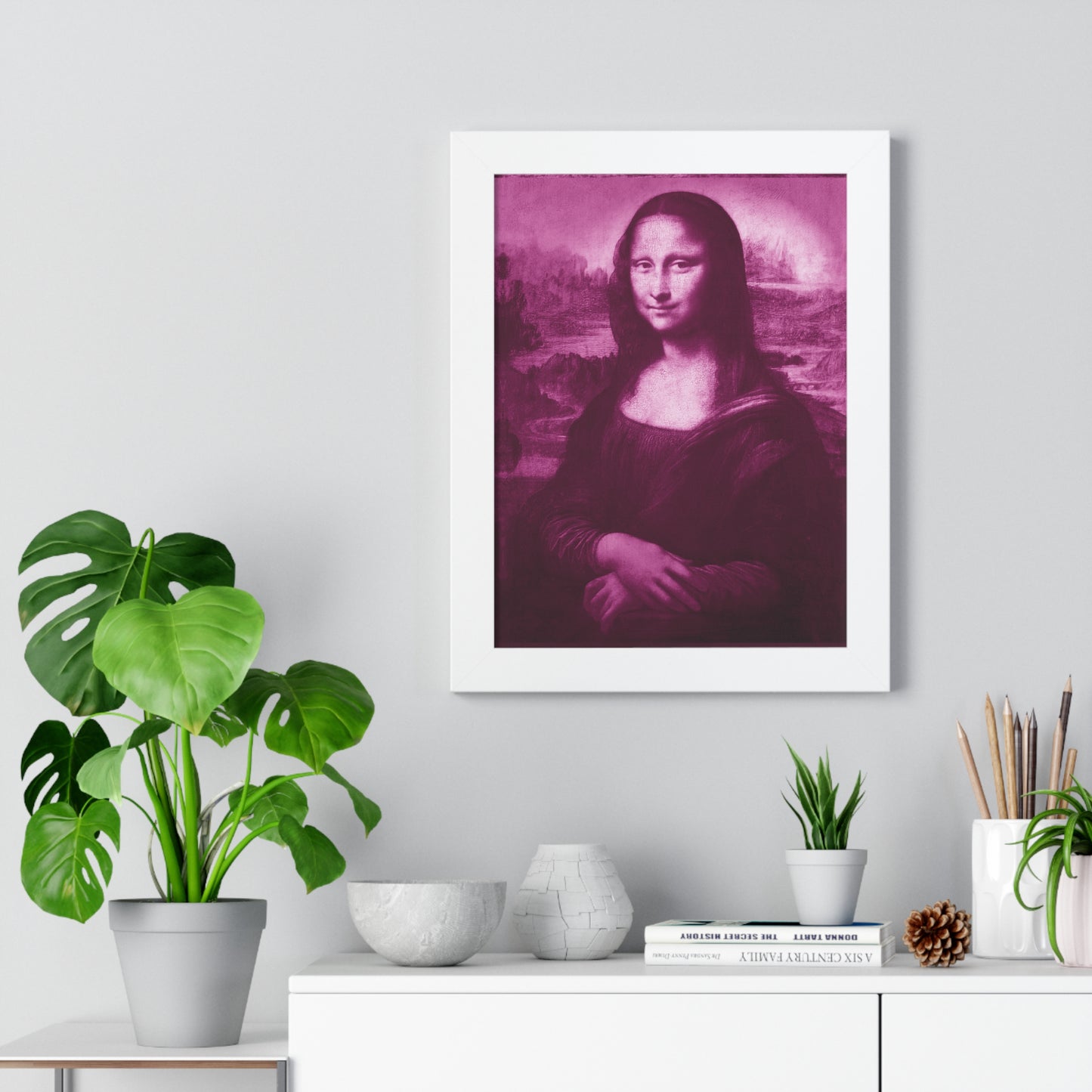 Pink Mona Lisa - Framed Vertical Poster